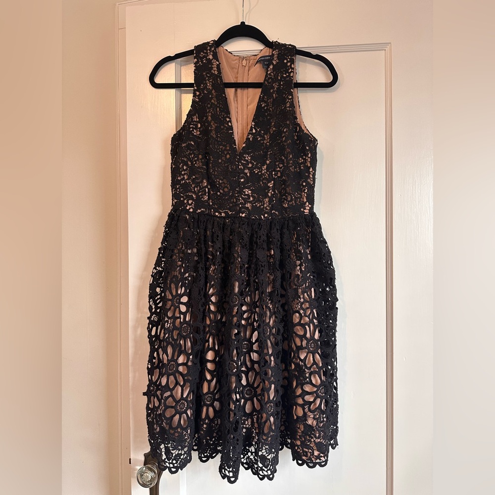 French Connection V neck Black Sleeveless A Line Dress